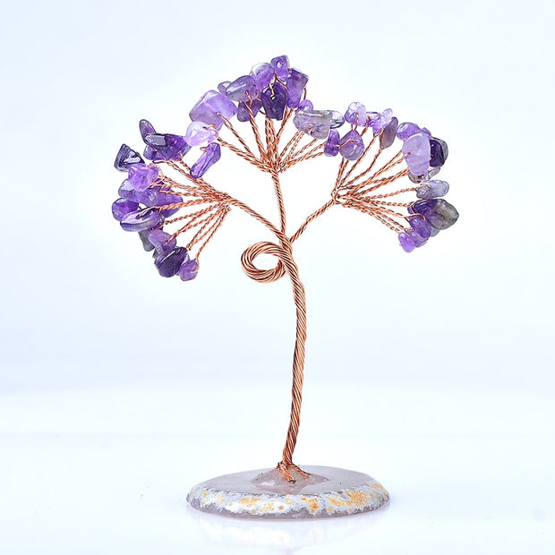 Natural Crystal Tree Amethyst Rose Quartz Olivine Lucky Tree Decor