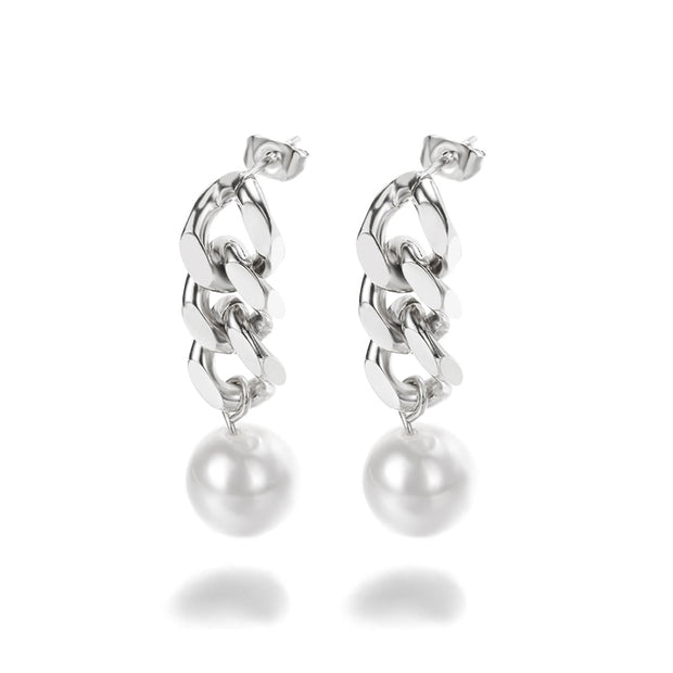 Imitation Pearl Earrings Women Fashion Snowflake Crystal Earrings Charm