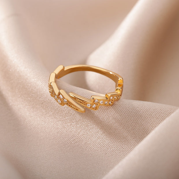 Lightning Rings For Women Stainless Steel Gold Color Finger Ring 2022
