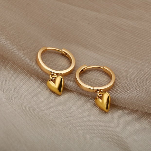 Heart Earrings For Women Girl Stainless Steel Vintage Love Heart