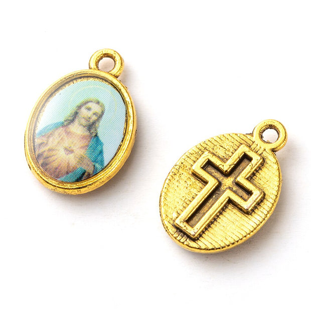 10 Pcs/Lot Vintage Small Virgin Mary Holy Spirit  Saint Jesus Father Anthony Pendants