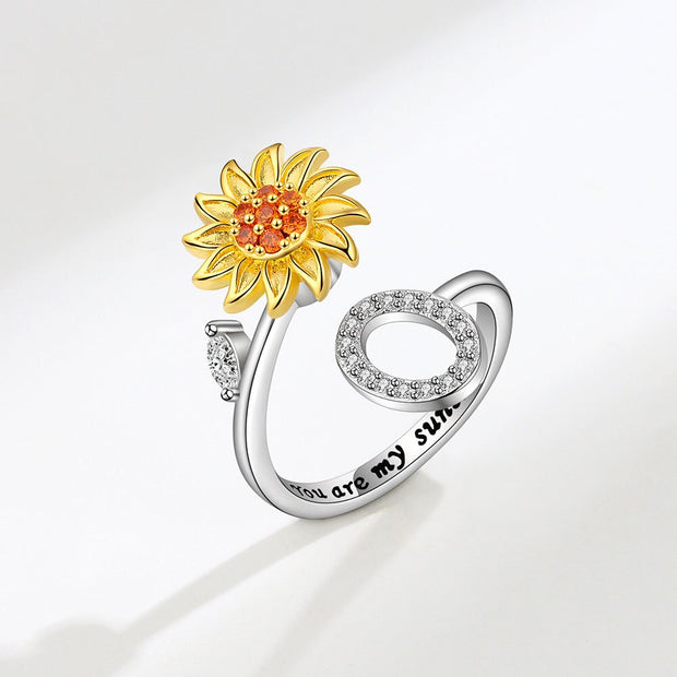 You Are My Sunshine Spinner Sunflowe Rings For Women Fidget Anti Stress