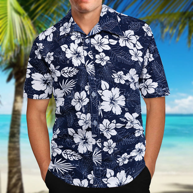 New Men's Slim Fit Floral Printed Shirts Male Casual