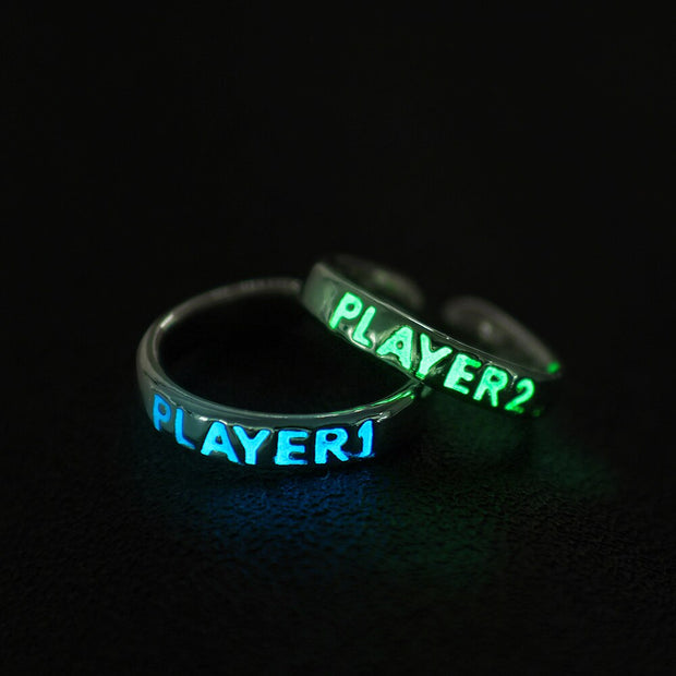 Luminous Couple Rings Glowing in the Dark Player 1 Player 2 Matching Ring