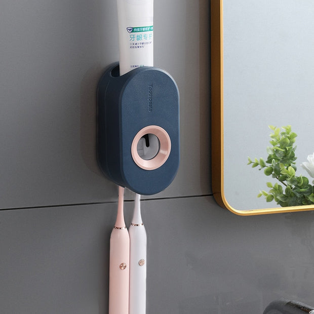 Adhesive Automatic Toothpaste Squeezer Set, Wall-mounted Toothpaste Holder