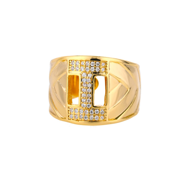 A-Z Letter Adjustable Rings for Women Men Stainless Steel Alphabet Name