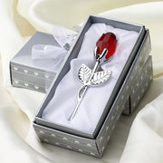 Valentines Day Gift Crystal Glass Rose Artificial Flower Valentines Day for Girlfriend