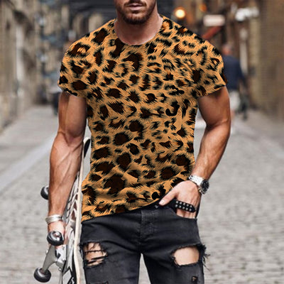 3d Digital Leopard T Shirt Men Graphic Harajuku Streetwear Style Tshirt