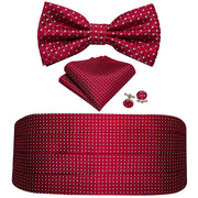 Barry.Wang Mens Brown Bow Tie Plaid Cummerbund Checked