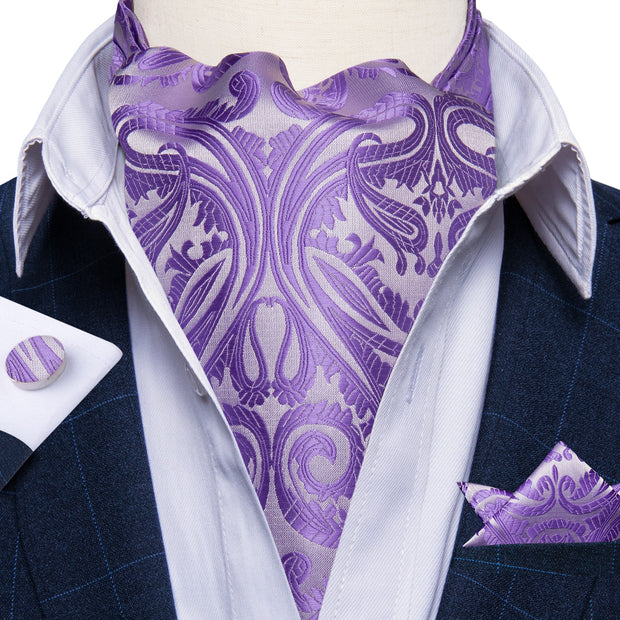 Luxury Men&#39;s Vintage Paisley Floral Formal Cravat Ascot Tie Self British Style