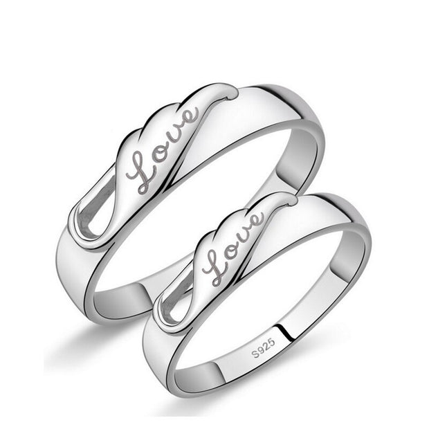 Punk Fashion Love Heart Matching Couple Rings Set 2Pcs for women and men