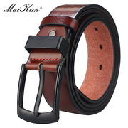 Maikun Men&#39;s Vintage Casual Belt Black Pin Buckle Student Versatile Leather Wide Belt