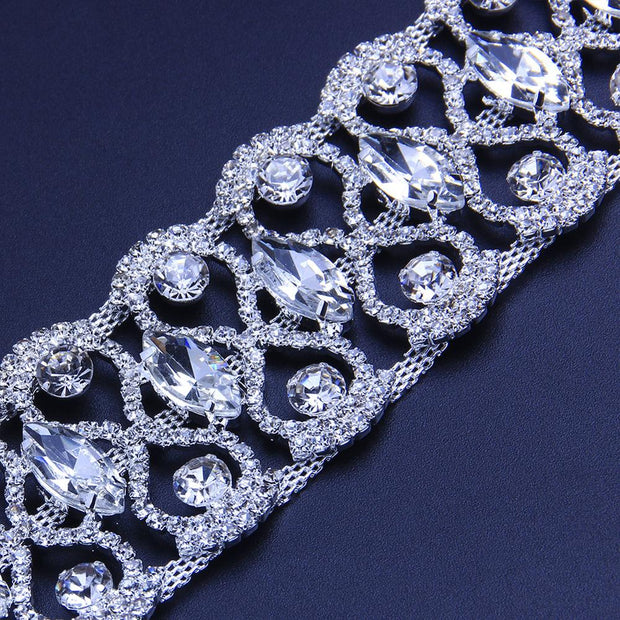 Statement Silver Color Big Crystal Stone Necklace Choker for Women