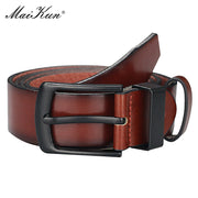 Maikun Men&#39;s Vintage Casual Belt Black Pin Buckle Student Versatile Leather Wide Belt