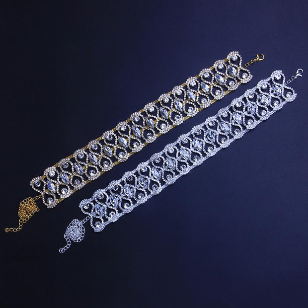 Statement Silver Color Big Crystal Stone Necklace Choker for Women