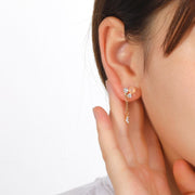 Exquisite Moon Star Stud Earrings Dangle For Women Simple Girls Rhinestone Earrings