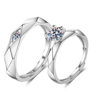 Punk Fashion Love Heart Matching Couple Rings Set 2Pcs for women and men