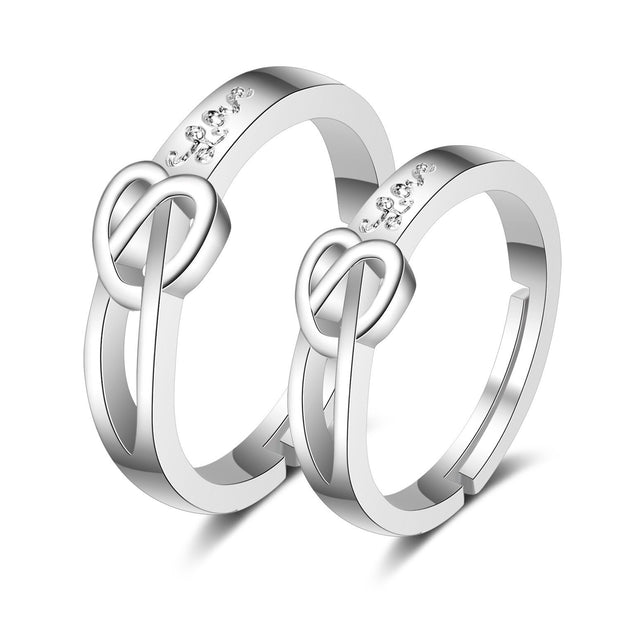 Punk Fashion Love Heart Matching Couple Rings Set 2Pcs for women and men