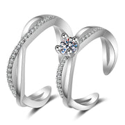 Punk Fashion Love Heart Matching Couple Rings Set 2Pcs for women and men