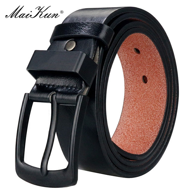 Maikun Men&#39;s Vintage Casual Belt Black Pin Buckle Student Versatile Leather Wide Belt
