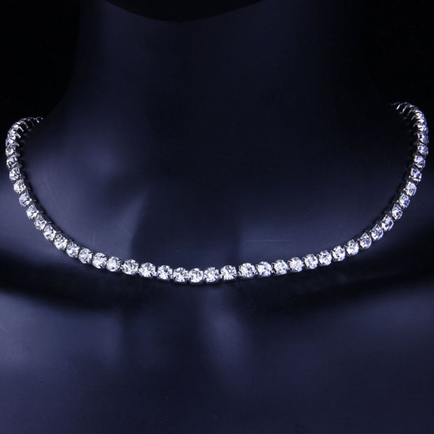 Rapper Jewelry Big Rhinestone Tennis Necklace Iced Out Choker for Women