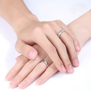 Punk Fashion Love Heart Matching Couple Rings Set 2Pcs for women and men