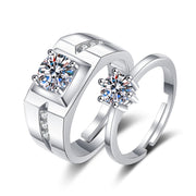 Punk Fashion Love Heart Matching Couple Rings Set 2Pcs for women and men